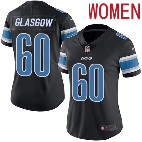 Women Detroit Lions 60 Graham Glasgow Nike Black Vapor Limited NFL Jersey